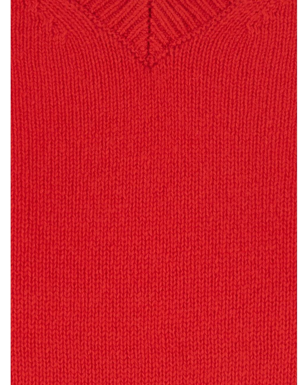 DUNST Red V-Neck Cashmere Sweater Wool Top