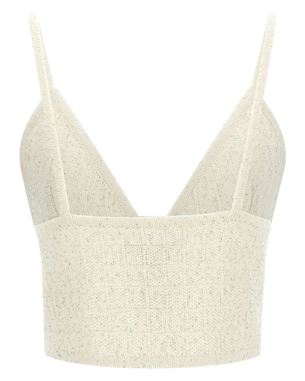 Alessandra Rich Natural Micro-Sequin Knit Tank Top