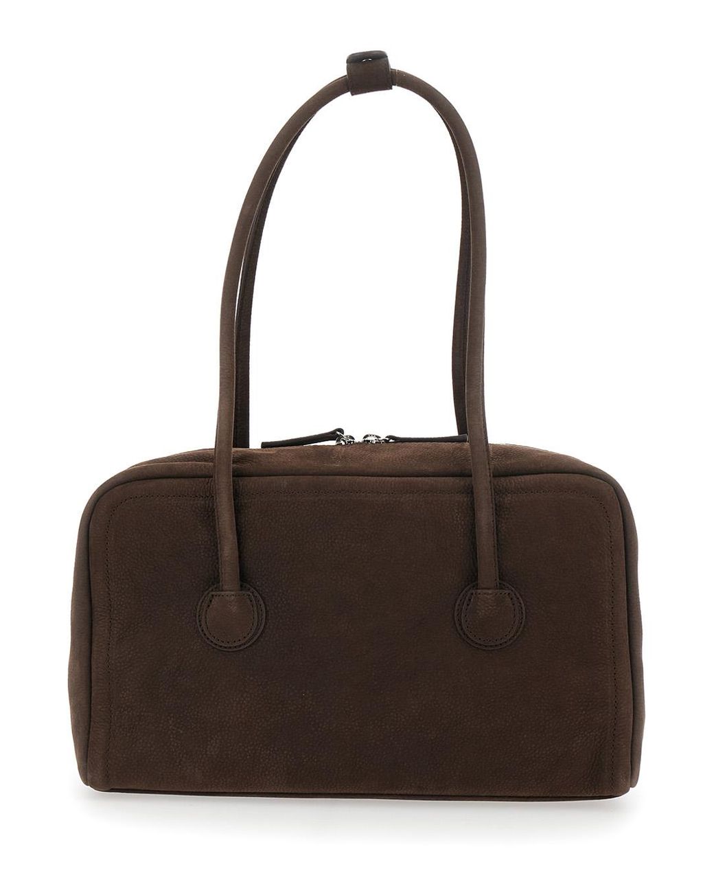 MARGE SHERWOOD Brown Shoulder Bag Soft Boston With Leather Details For Cow