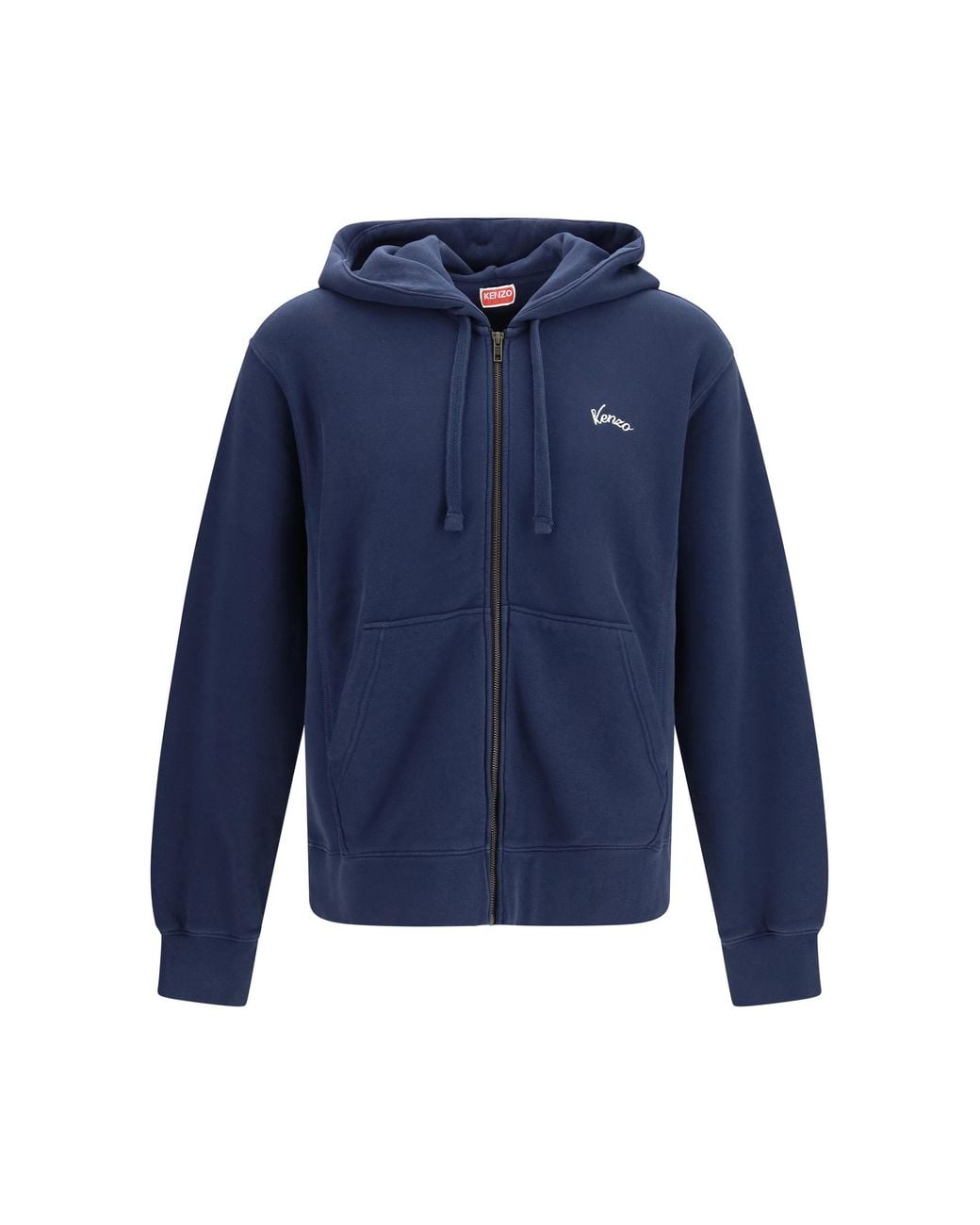 KENZO Blue Cotton Hoodie Eiffel Tower Design- Sweater for men