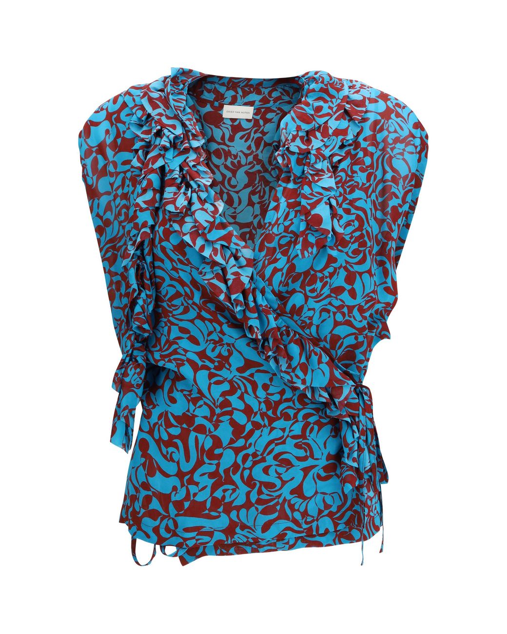 Dries Van Noten Blue Blouse Printed Cotton Shirt