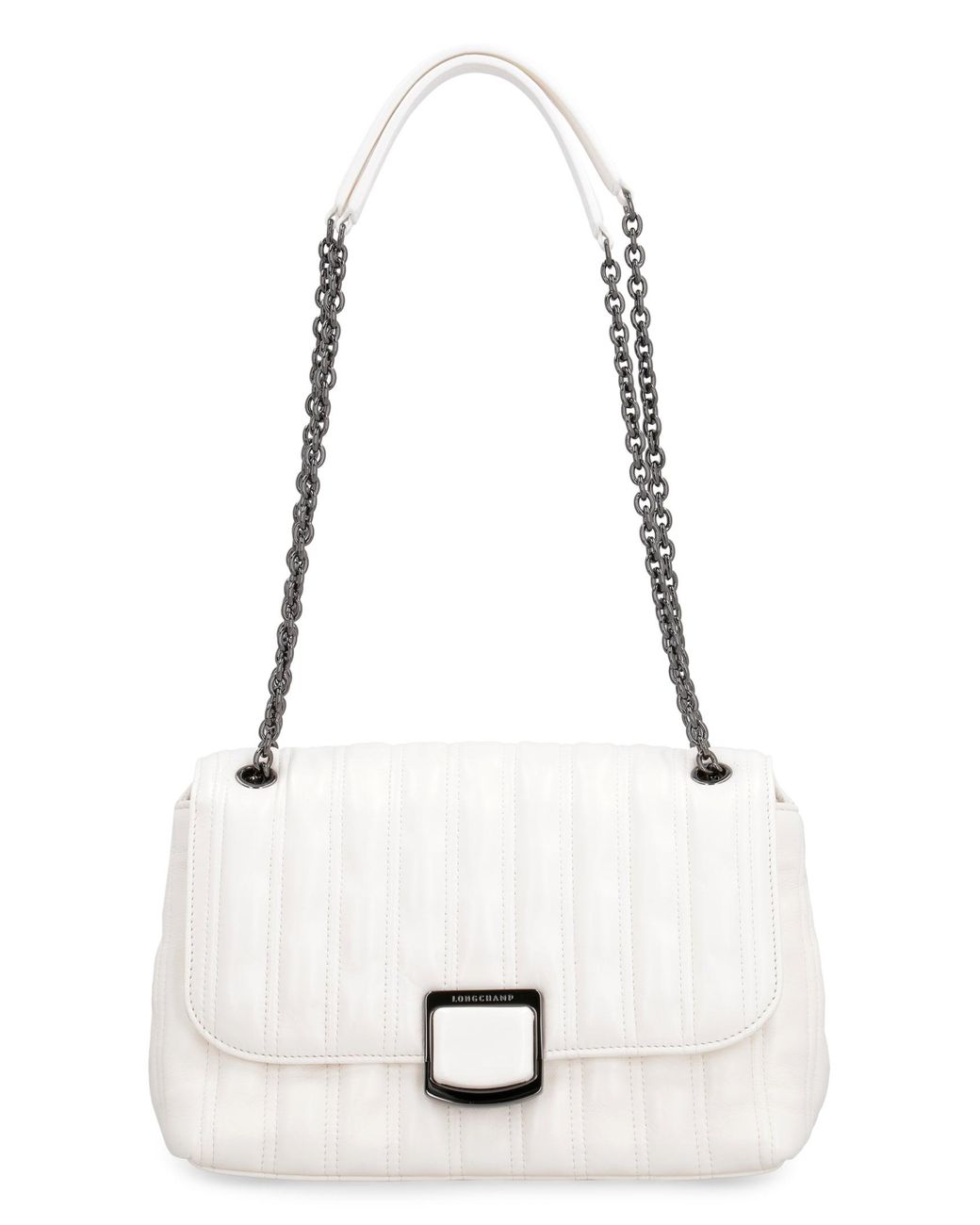 Longchamp Brioche Leather Shoulder Bag in White | Lyst