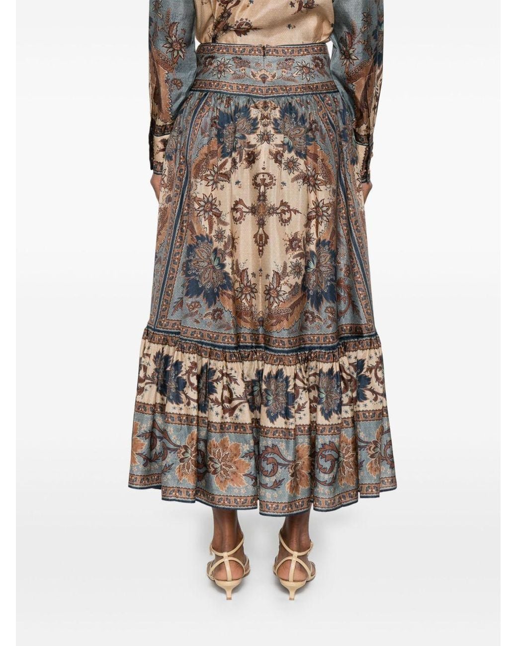 Zimmermann Multicolor Ascension Printed Silk Skirt