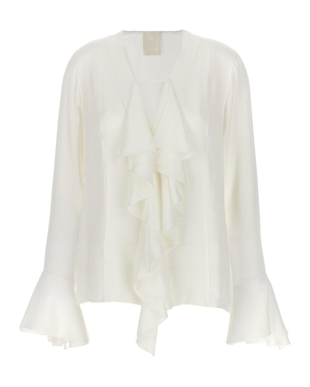 Givenchy White Ruffled Silk Blouse