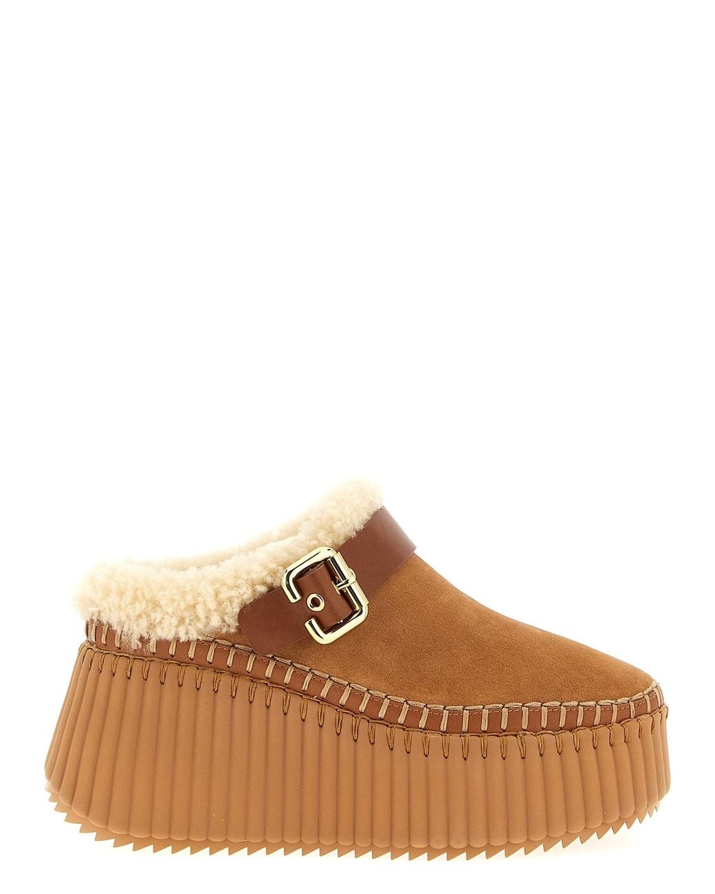 Chloé Brown Cowhide Wedge Sandals