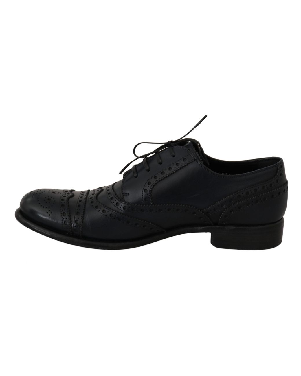 Dolce & Gabbana Black Dark Leather Wingtip Oxford Dress Shoes for men