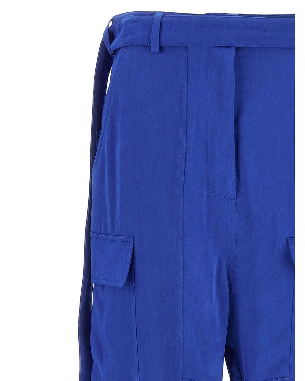 Ferragamo Blue Lyocell Cargo Cargo Pants