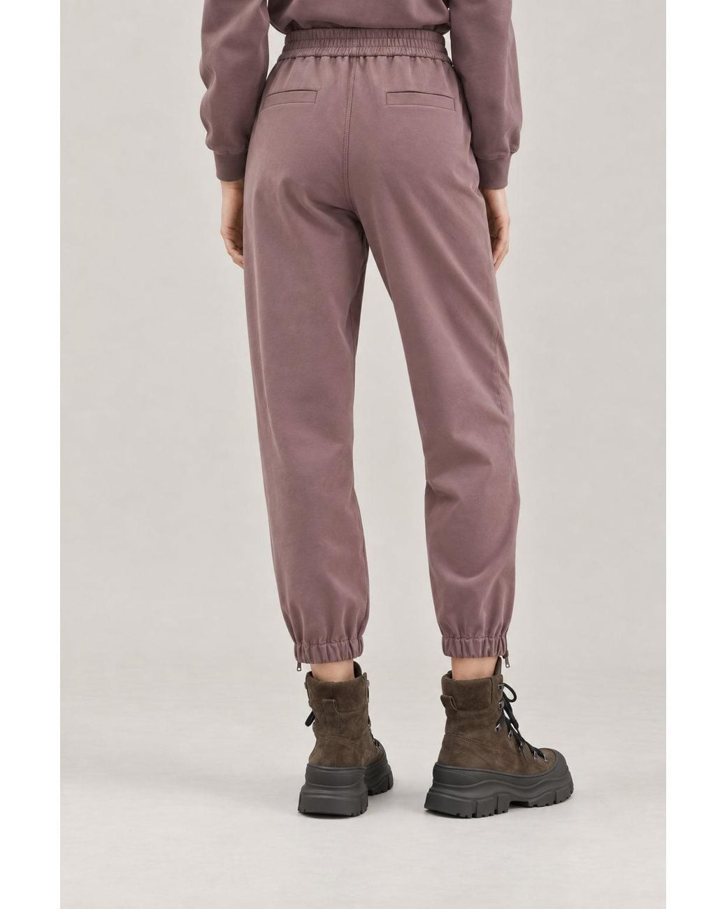 Brunello Cucinelli Purple Ash Cotton Elastic Waist Trousers