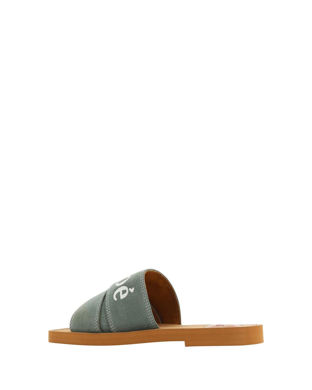 Chloé Green Forest Cotton Slides Woody Sandals