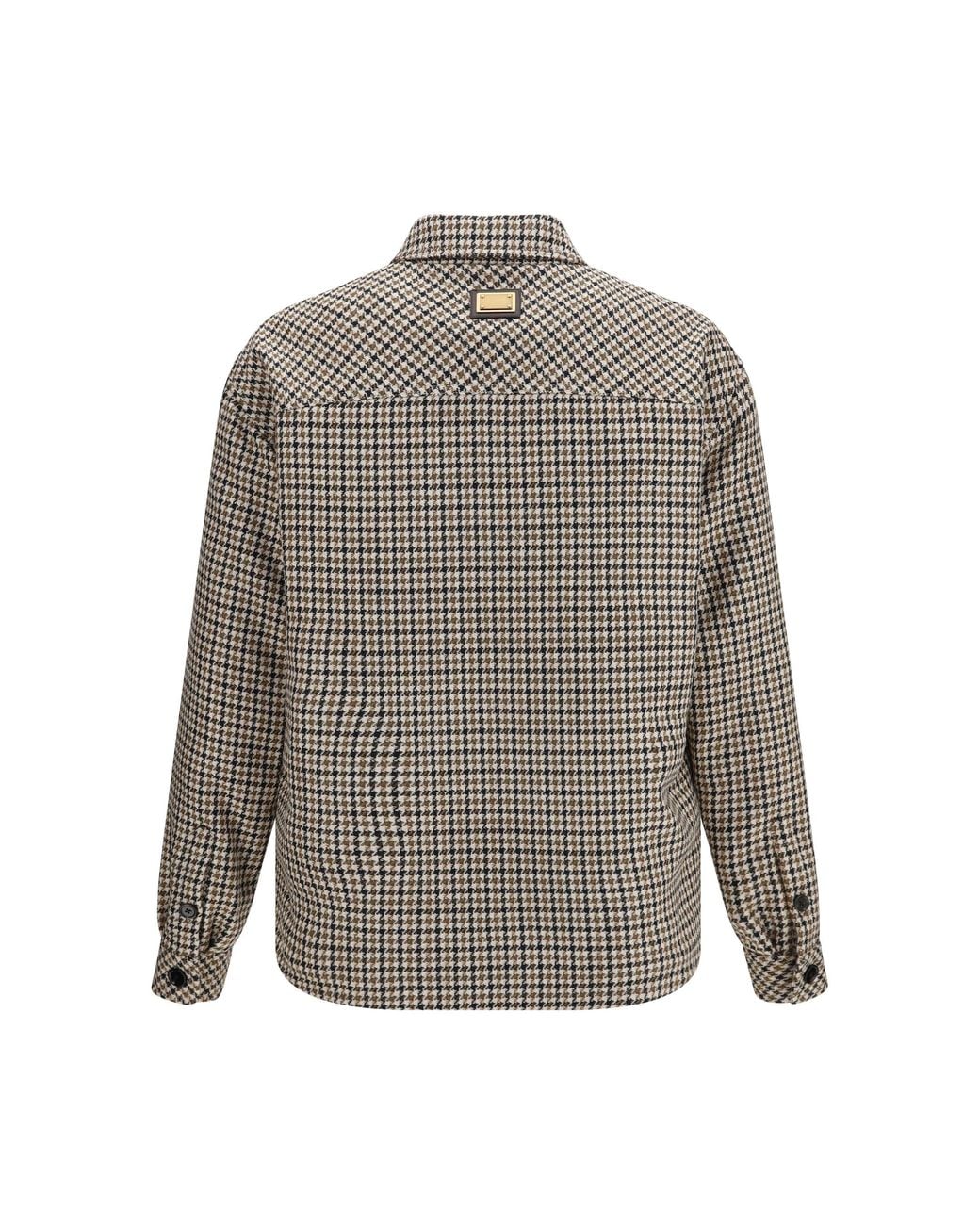 Dolce & Gabbana Gray Quilted Houndstooth Wool Jacket Shirt for men