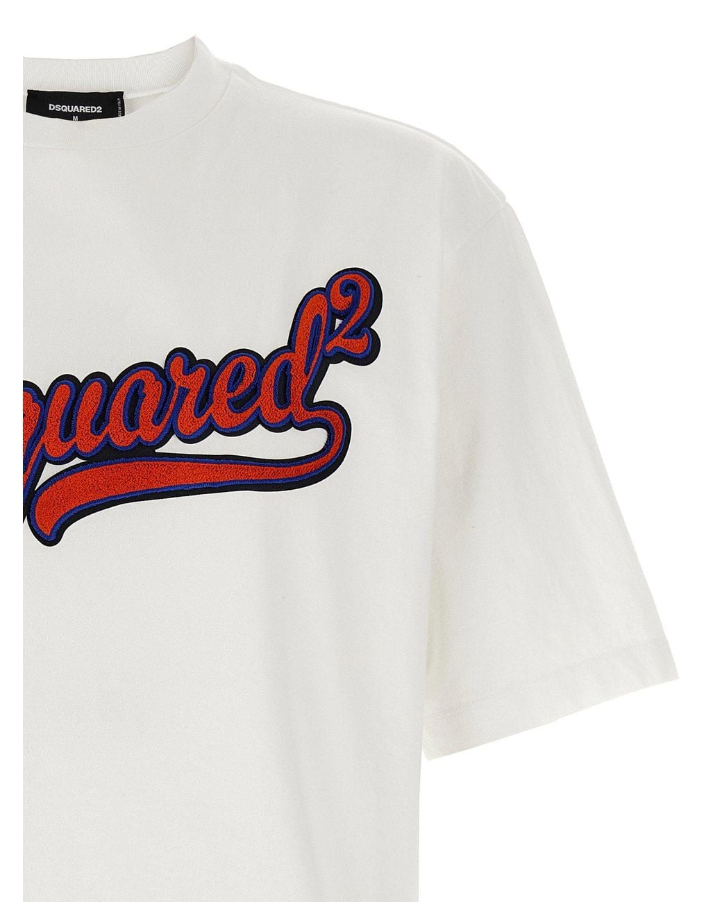 DSquared² White Logo-Embossed Sponge Patch T-Shirt