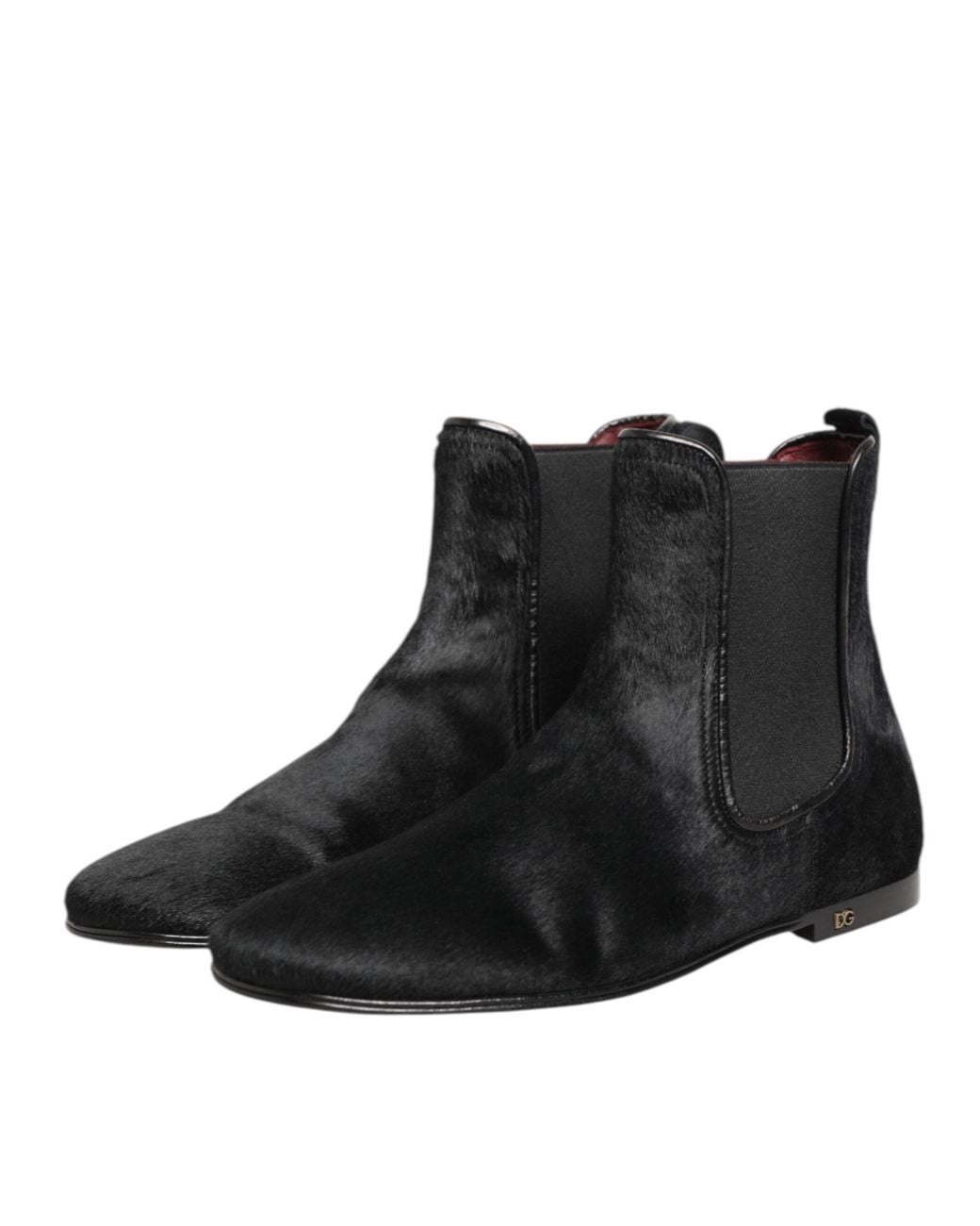 Dolce & Gabbana Black Leather Fur Chelsea Boots Shoes 90Lf+Kangaroo for men