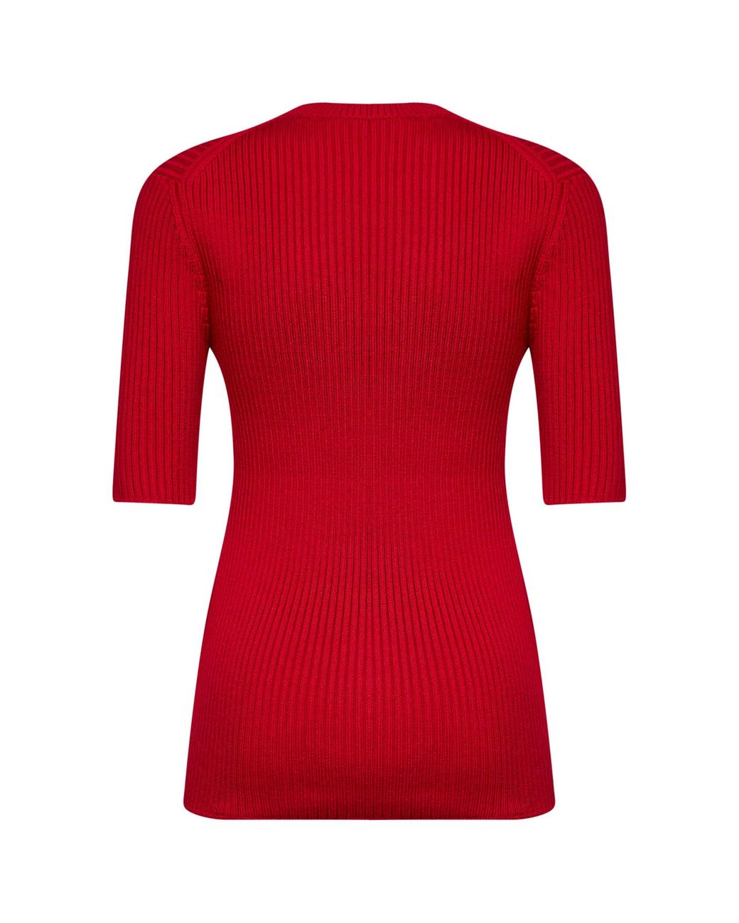 Prada Red Sweater Rib-Knit Virgin Wool