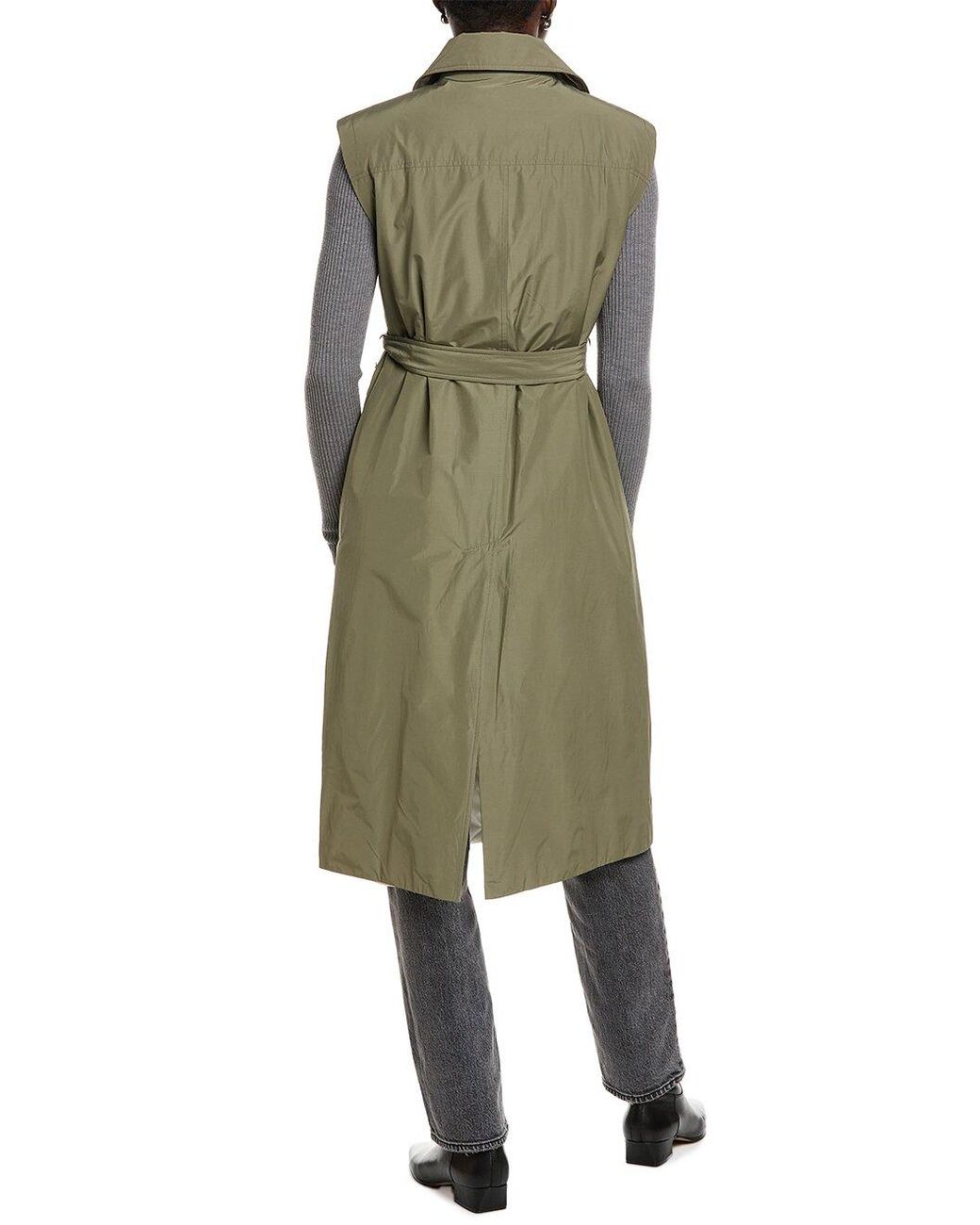 Brunello Cucinelli Green Belted Sleeveless Jacket