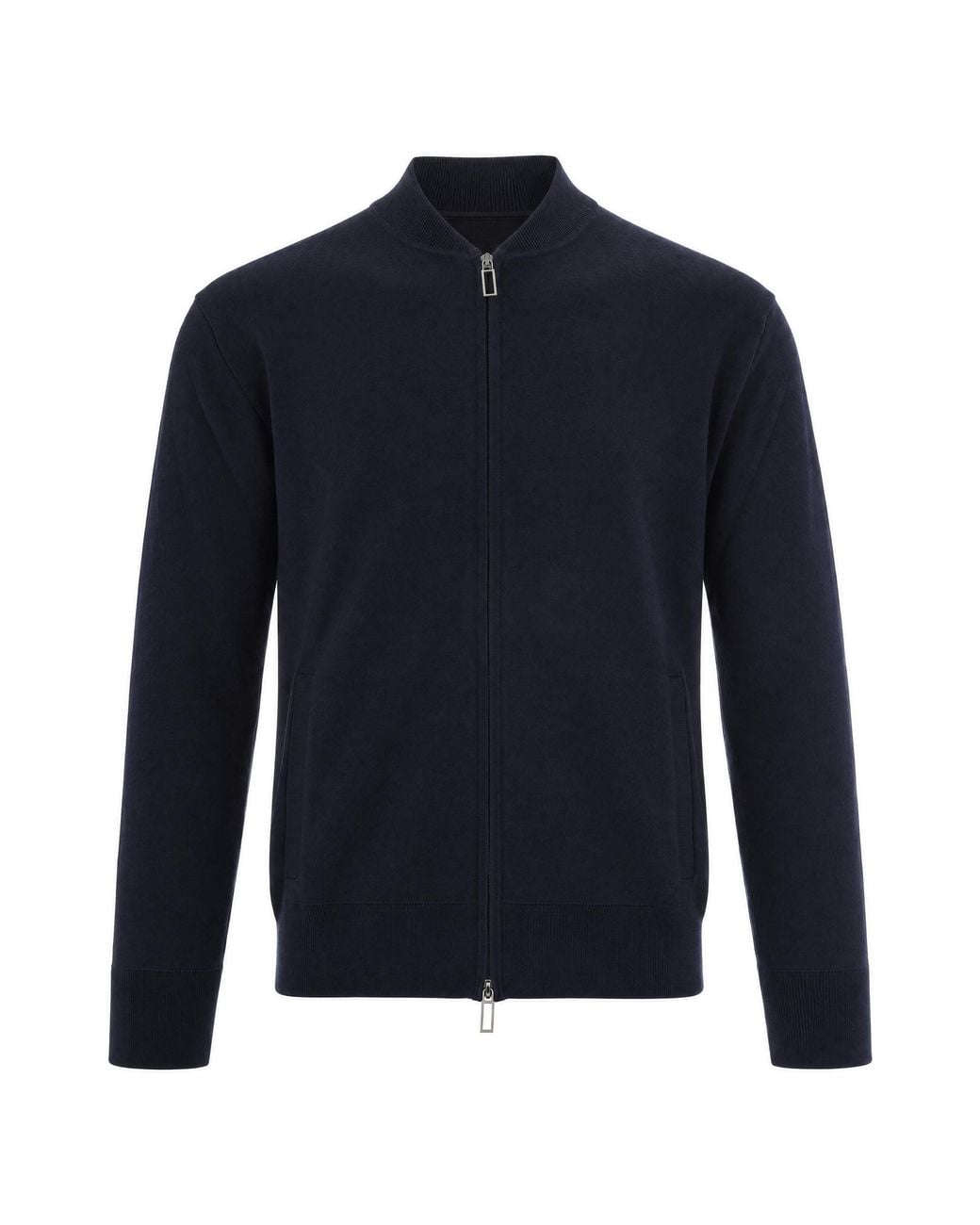 Paolo Pecora Blue Basic Zip Jumper Wool Sweater for men