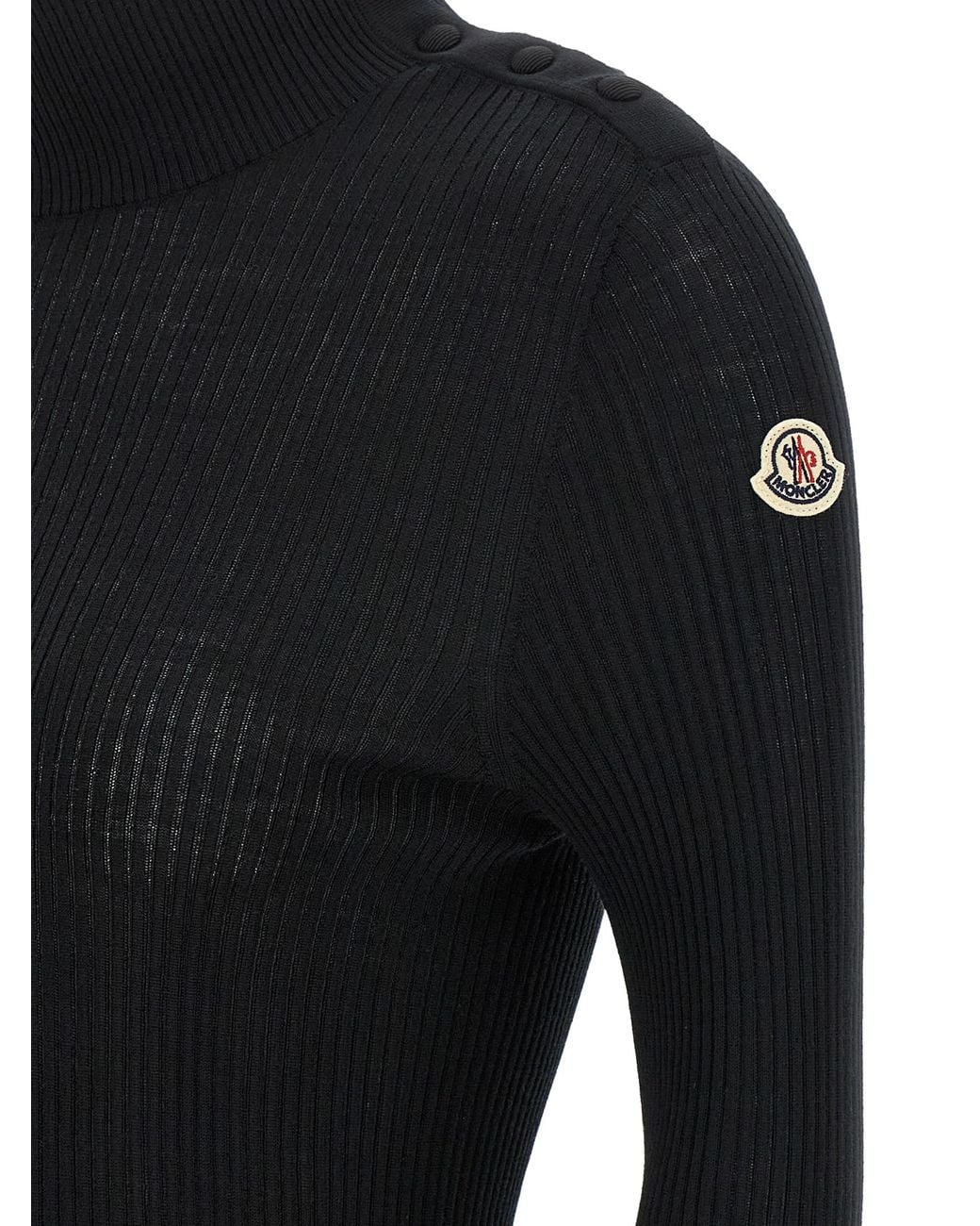 Moncler Black Moncler Virgin Wool Ribbed Sweater