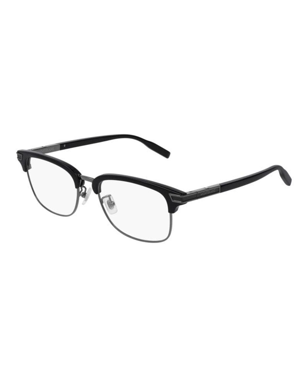 Montblanc Brown Montblanc Eyeglasses Rectangle Full Rim, Shiny Frame And Clear Demo Lens Lens Mb0043O001 for men
