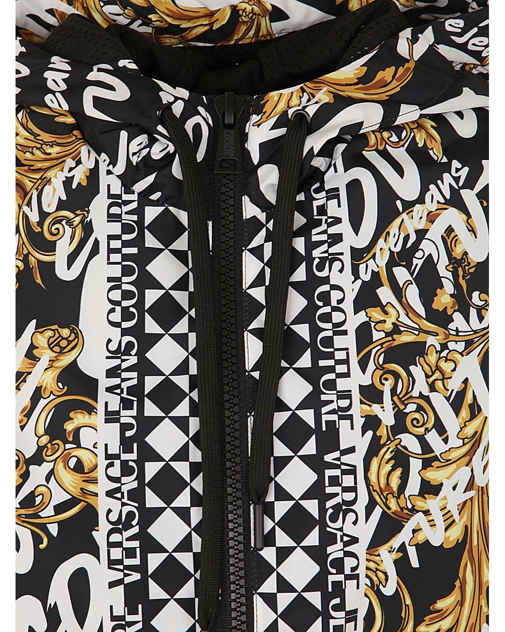 Versace Jeans Couture Baroque Printed Zip-up Jacket in Black | Lyst