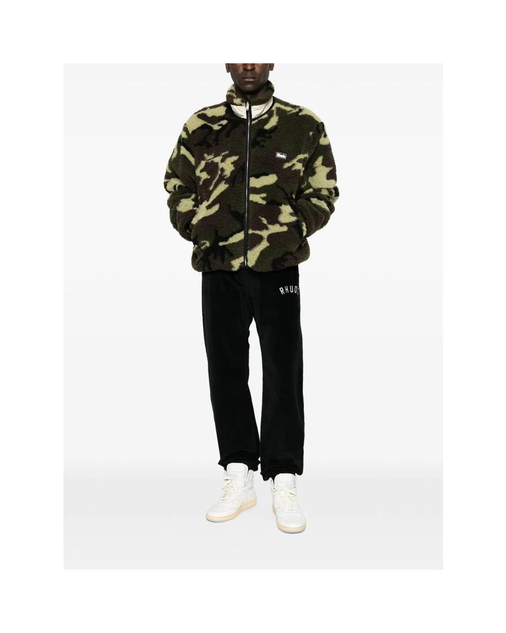 Rhude Black Camouflage-Print Logo-Embroidered Jacket for men