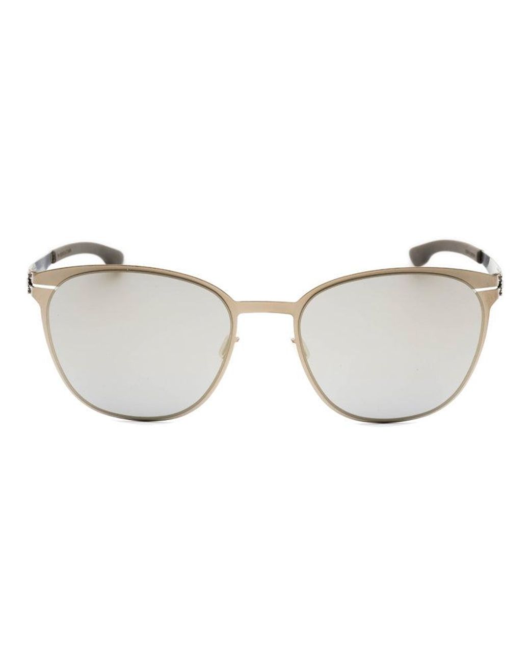 Ic! Berlin Metallic Sunglasses Round Full Rim, Bronze- Frame And Quiksilver Mirror Lens Andrearm1444030