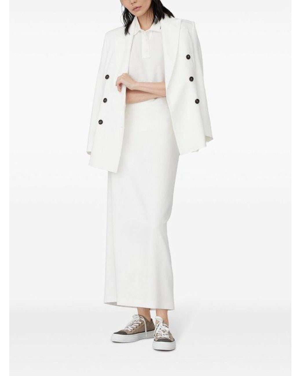 Brunello Cucinelli White Off Straight Cotton Skirt