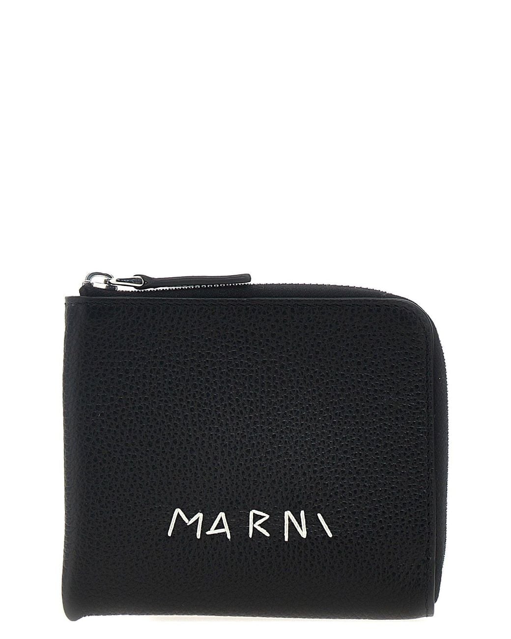 Marni Black Logo-Embossed Leather Wallet