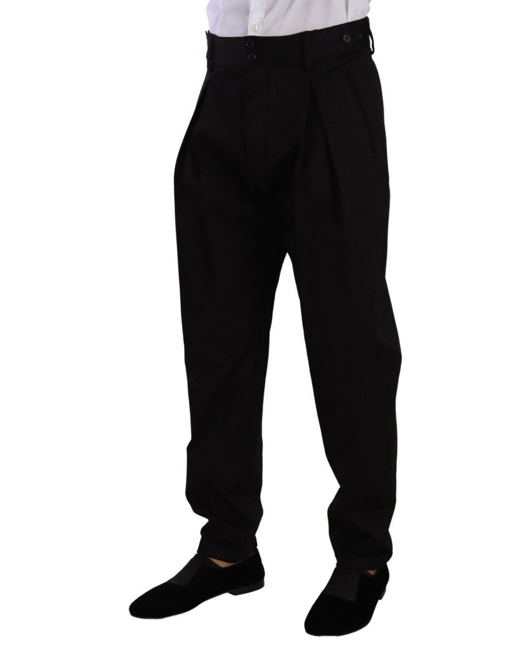 Dolce & Gabbana Black Elegant Slim-Fit Cotton Trousers for men