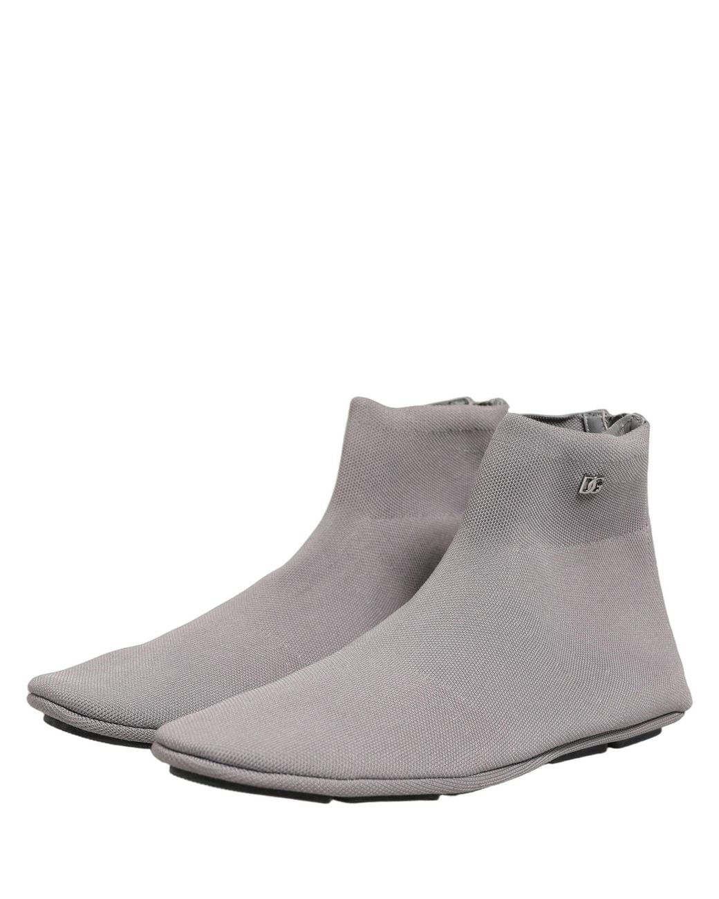 Dolce & Gabbana Gray Stretch Mesh Ankle Boots Shoes Fabric for men