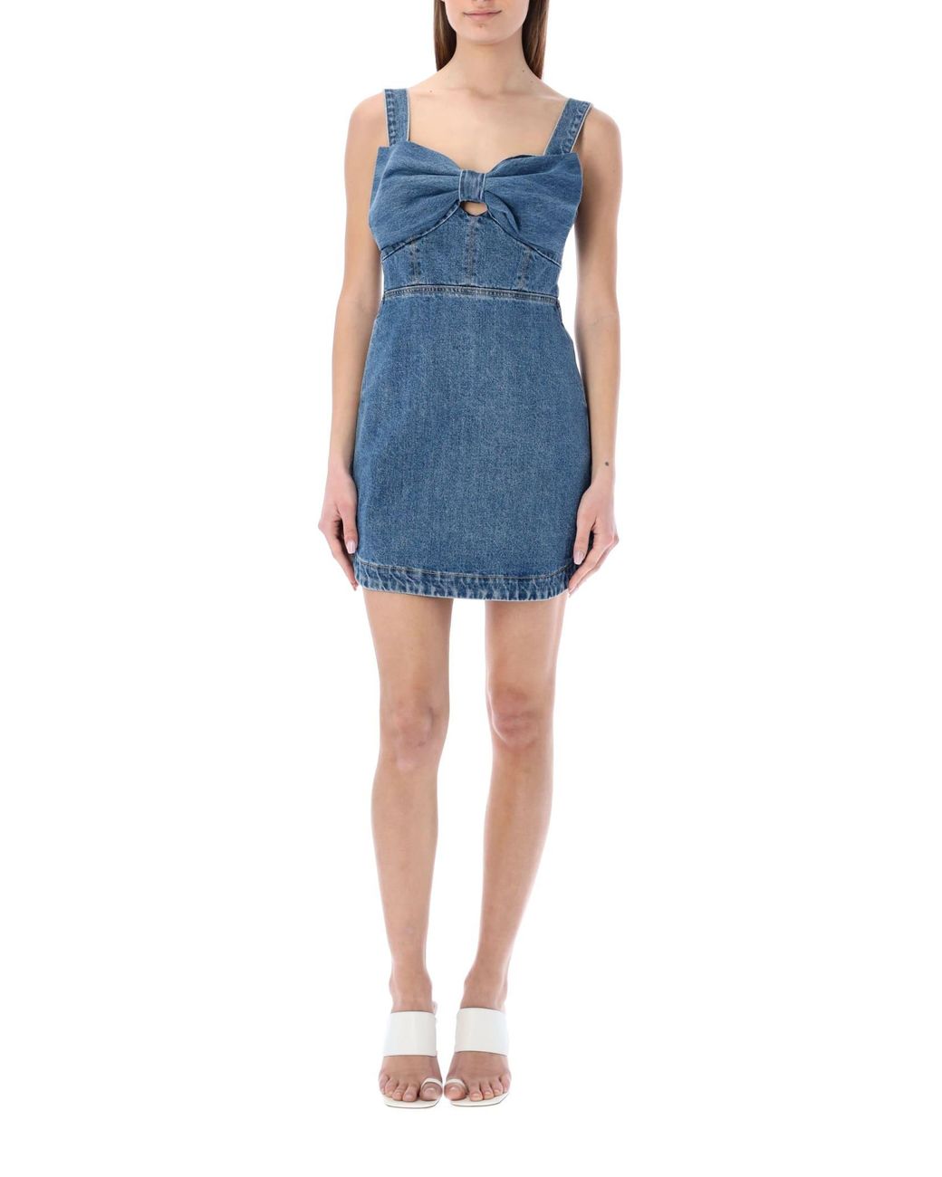 denim bow dress