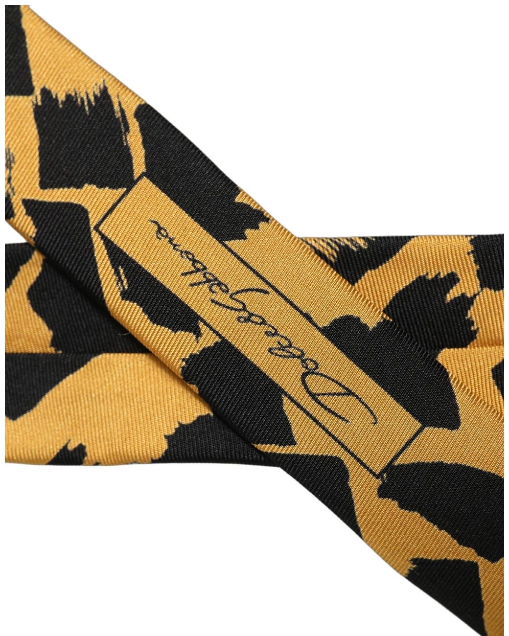 Dolce & Gabbana Yellow Abstract Silk Adjustable Tied Necktie Tie for men