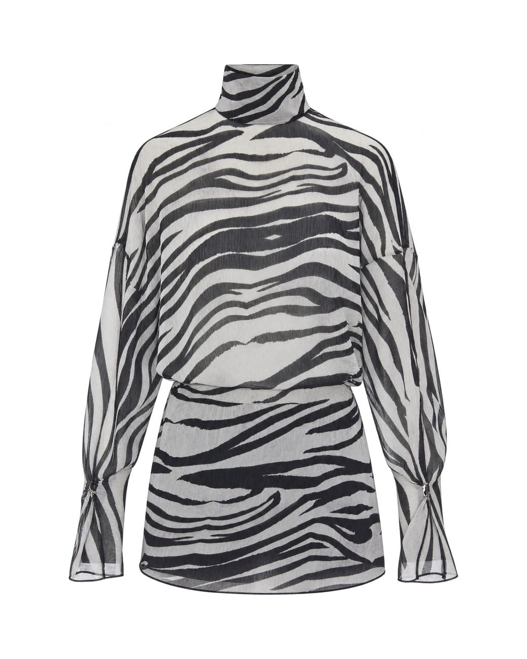 Patrizia Pepe Gray Zebra-Print Viscose Dress Evening Suits