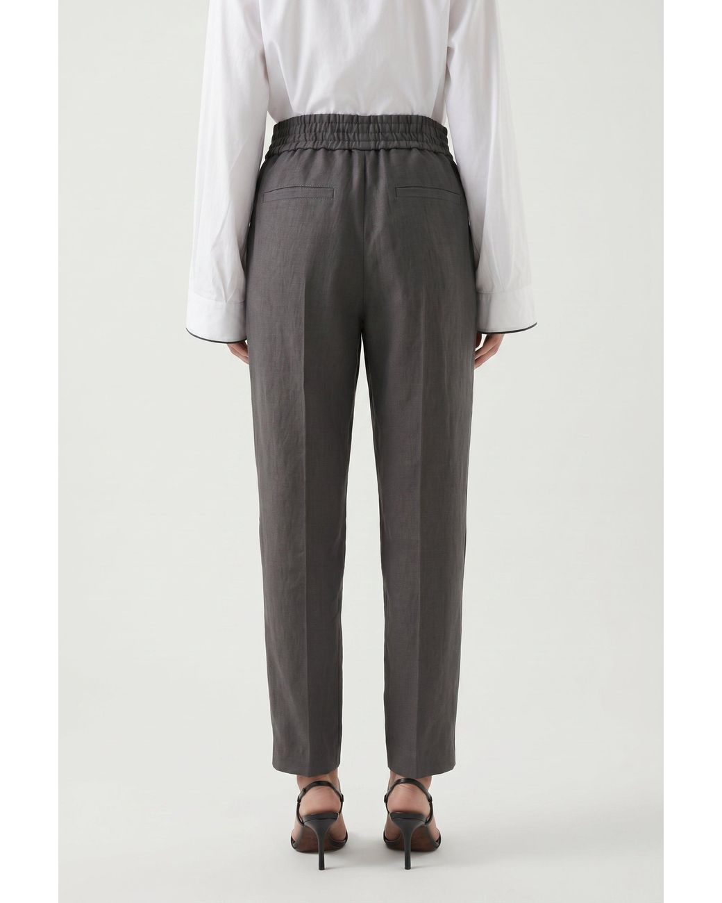 Brunello Cucinelli Gray Dark Linen Blend Trousers