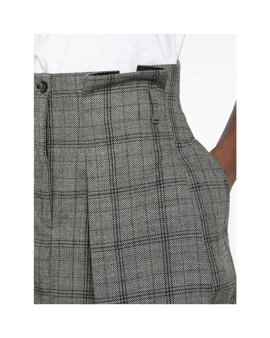 Tela Gray Check-Pattern Pleated Mini Skirt