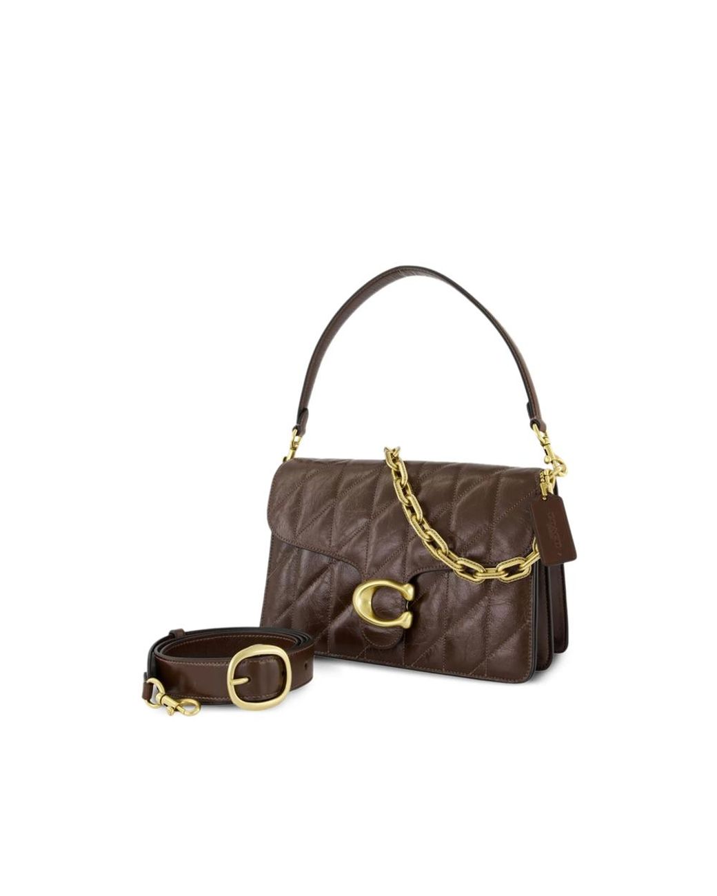 COACH Brown Quilted Tote Bag Leather Shoulder