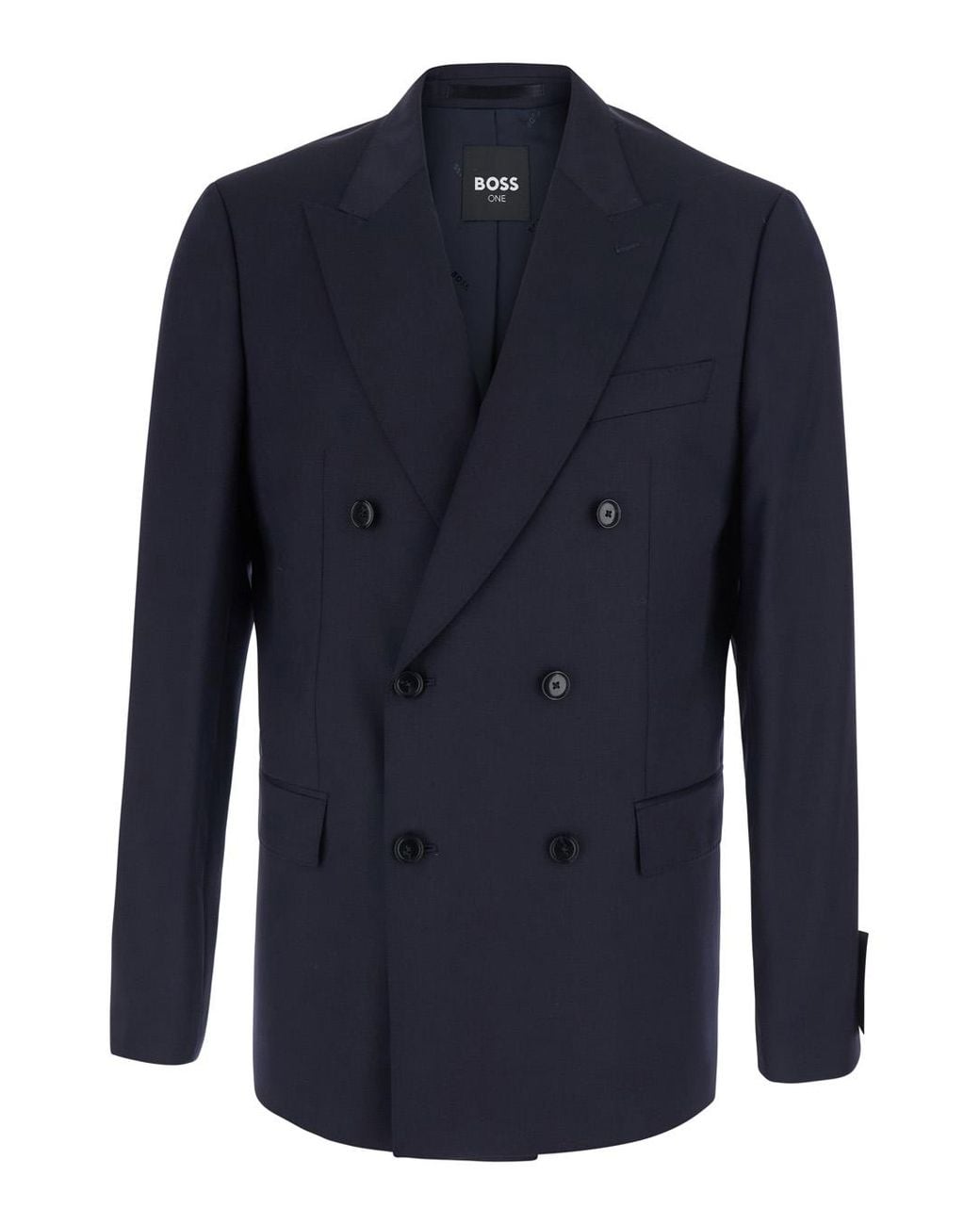 Boss Blue Double-Breasted Wool Jacket Blazers for men