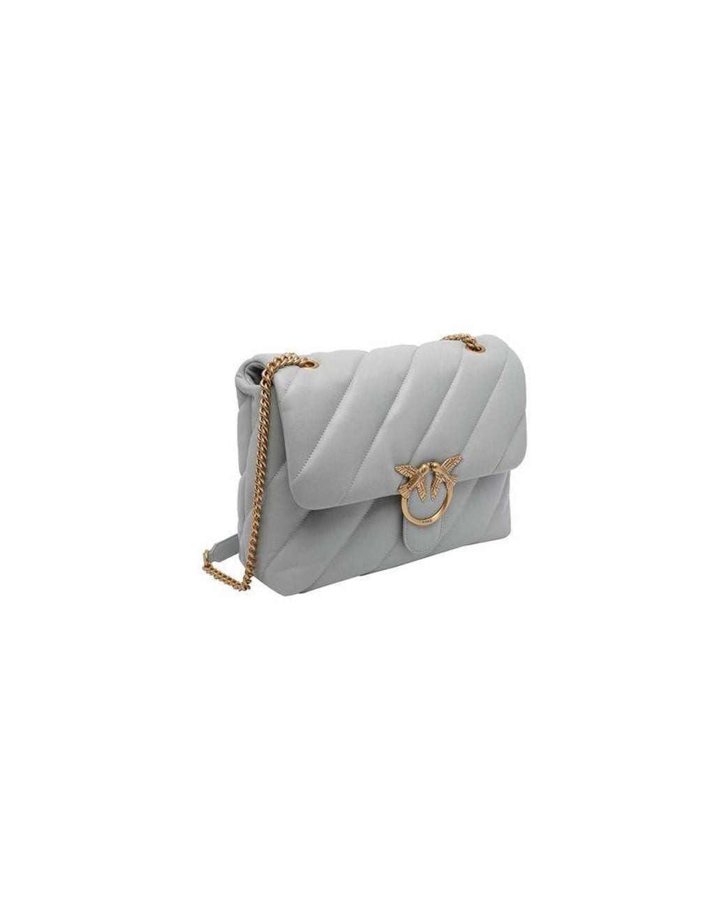 Pinko Gray Shoulder Bag Calf Leather Shoulder-Bags