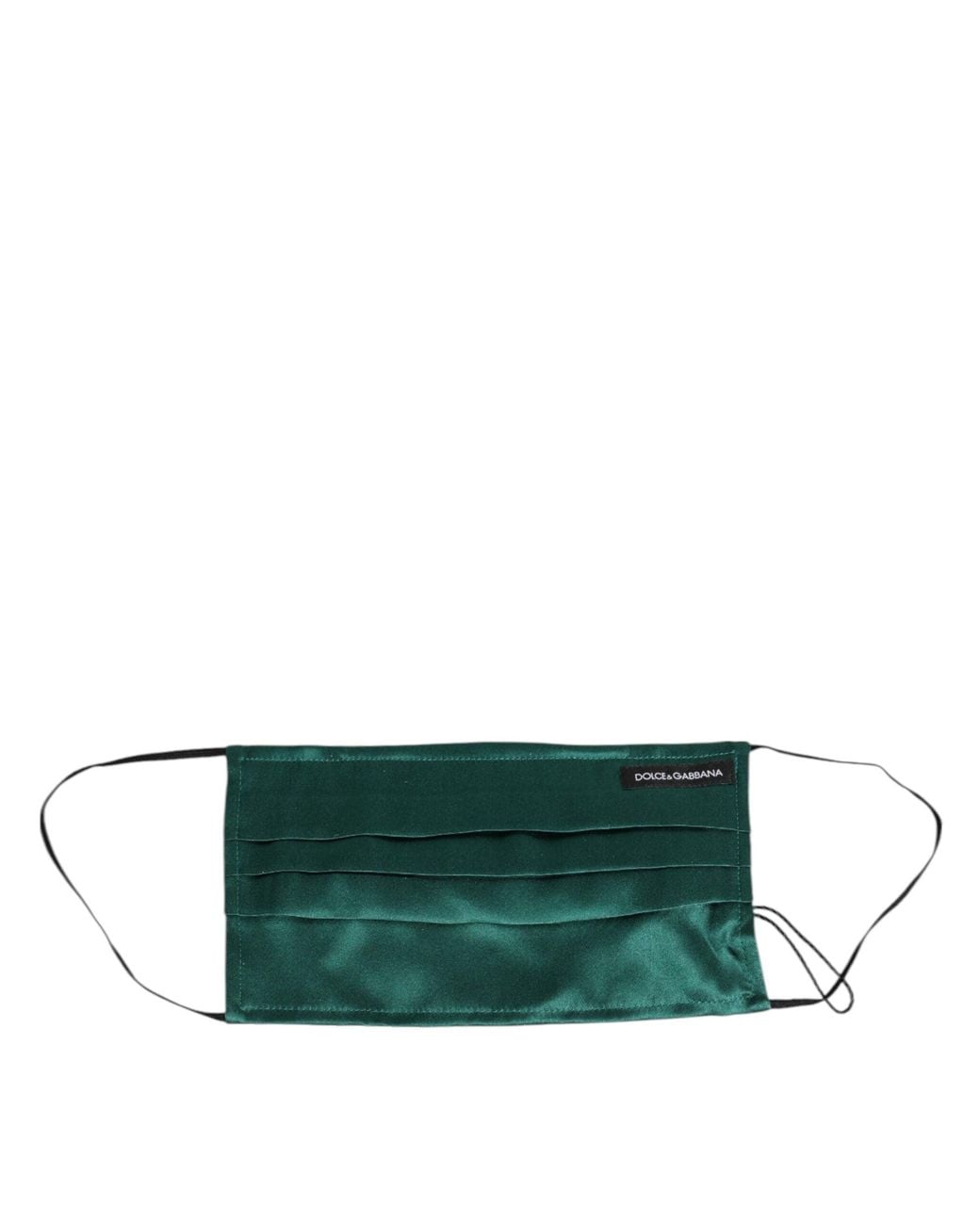 Dolce & Gabbana Green Silk Pleated Elastic Ear Strap Face Mask Accessory