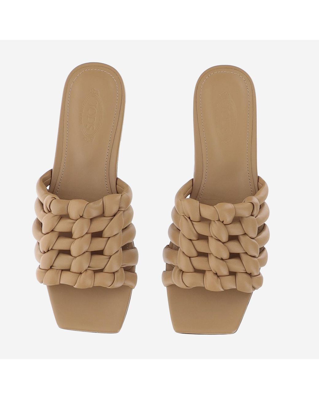 Tod's Brown Woven Leather Sandals Ovine