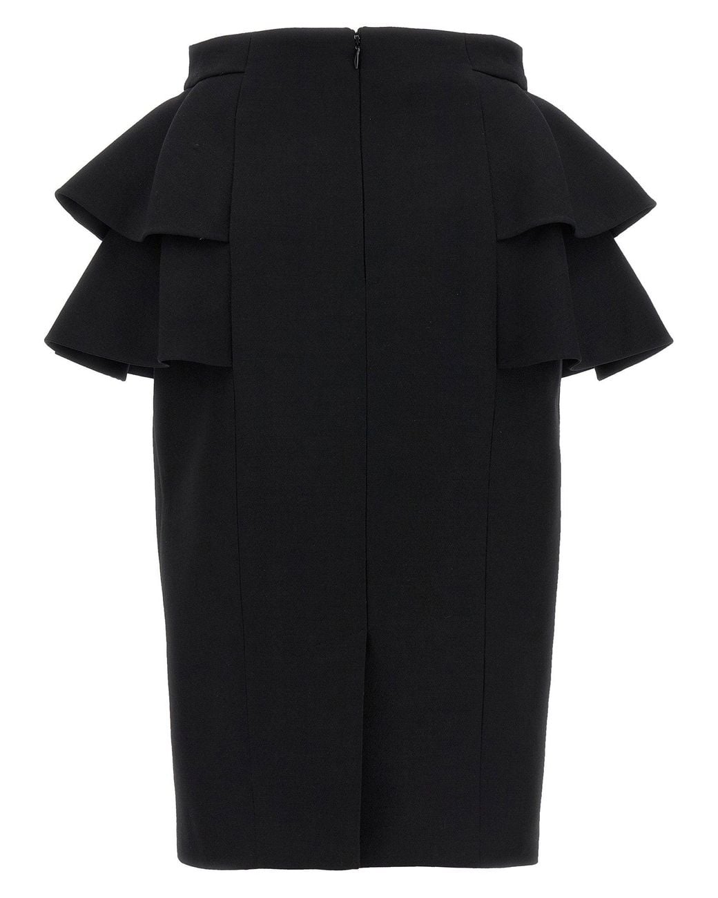 Valentino Garavani Tiered Ruffle Crepe Skirt in Black | Lyst