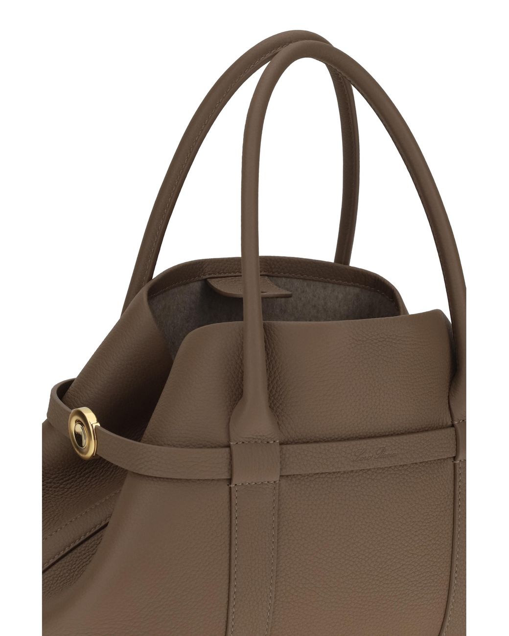 Loro Piana Brown Shoulder Bag Ghiera Calf Leather Sun Fossil/Sun