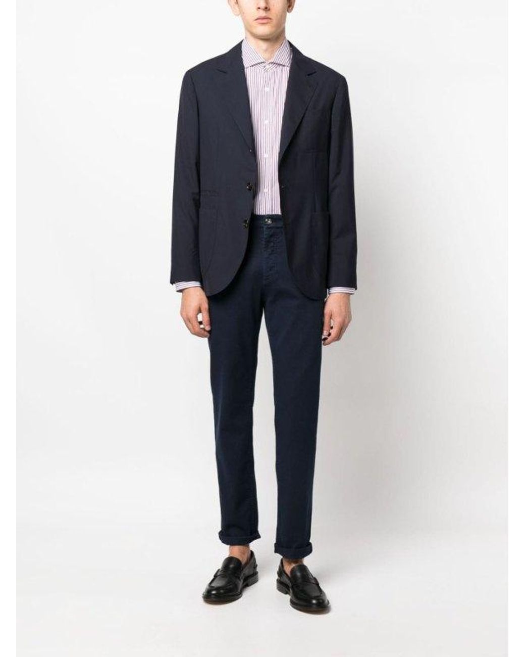 Brunello Cucinelli Purple Bicolor Cotton Dress Shirt for men