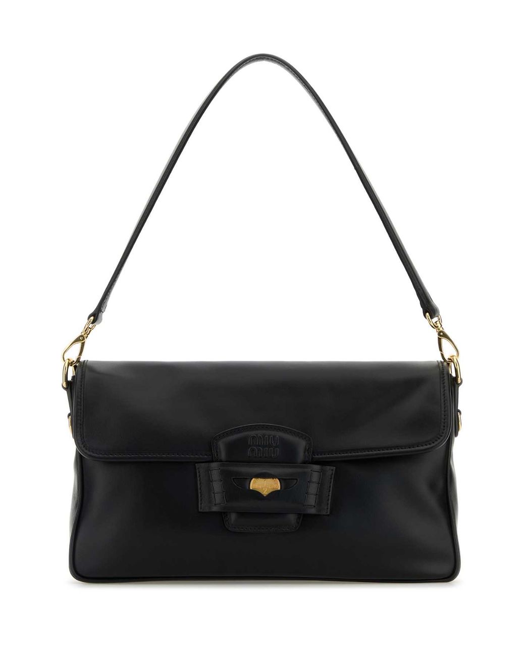 Miu Miu Leather Penny Shoulder Bag in Black | Lyst