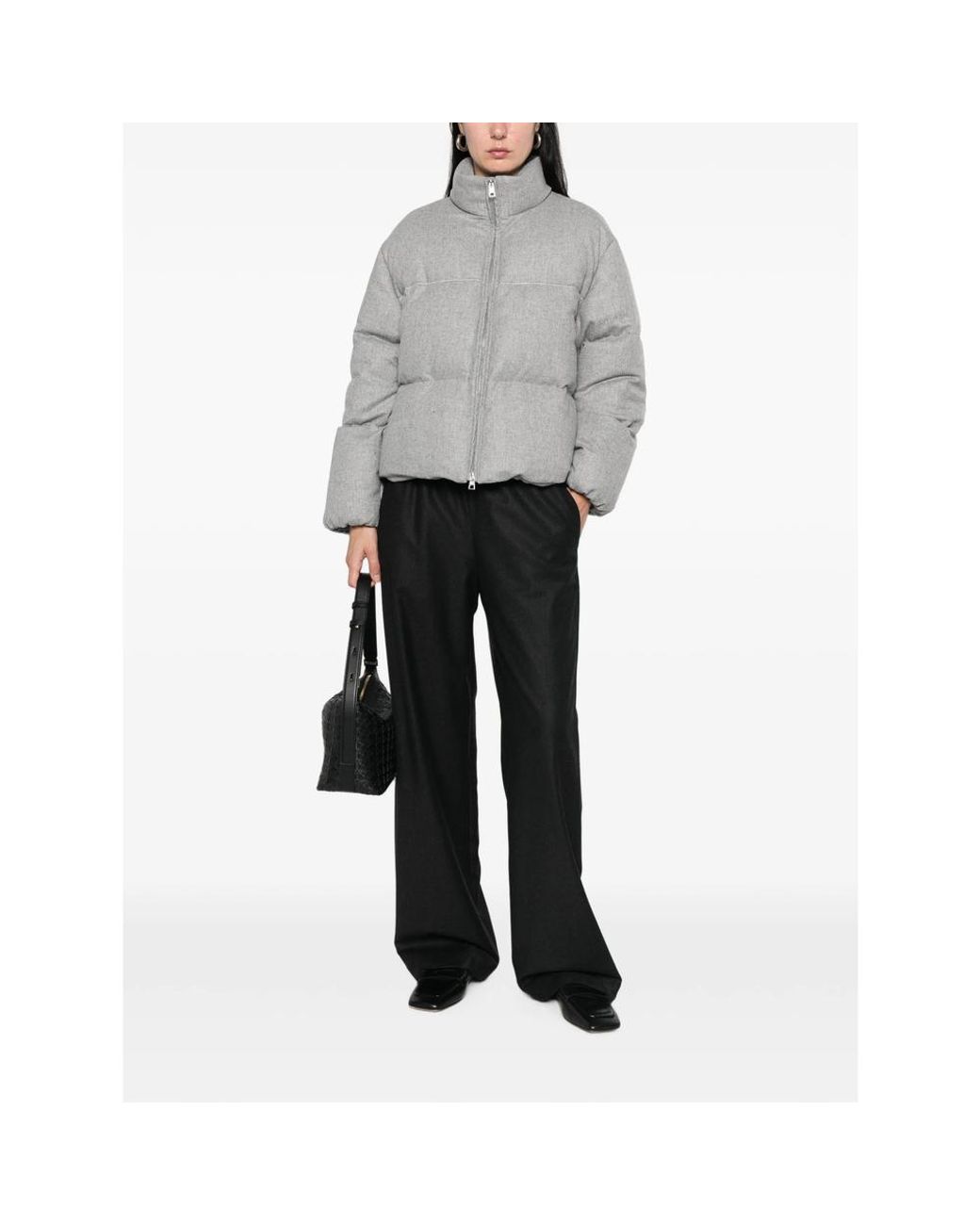 Panicale Gray Puffer Jacket Wool And Cashmere