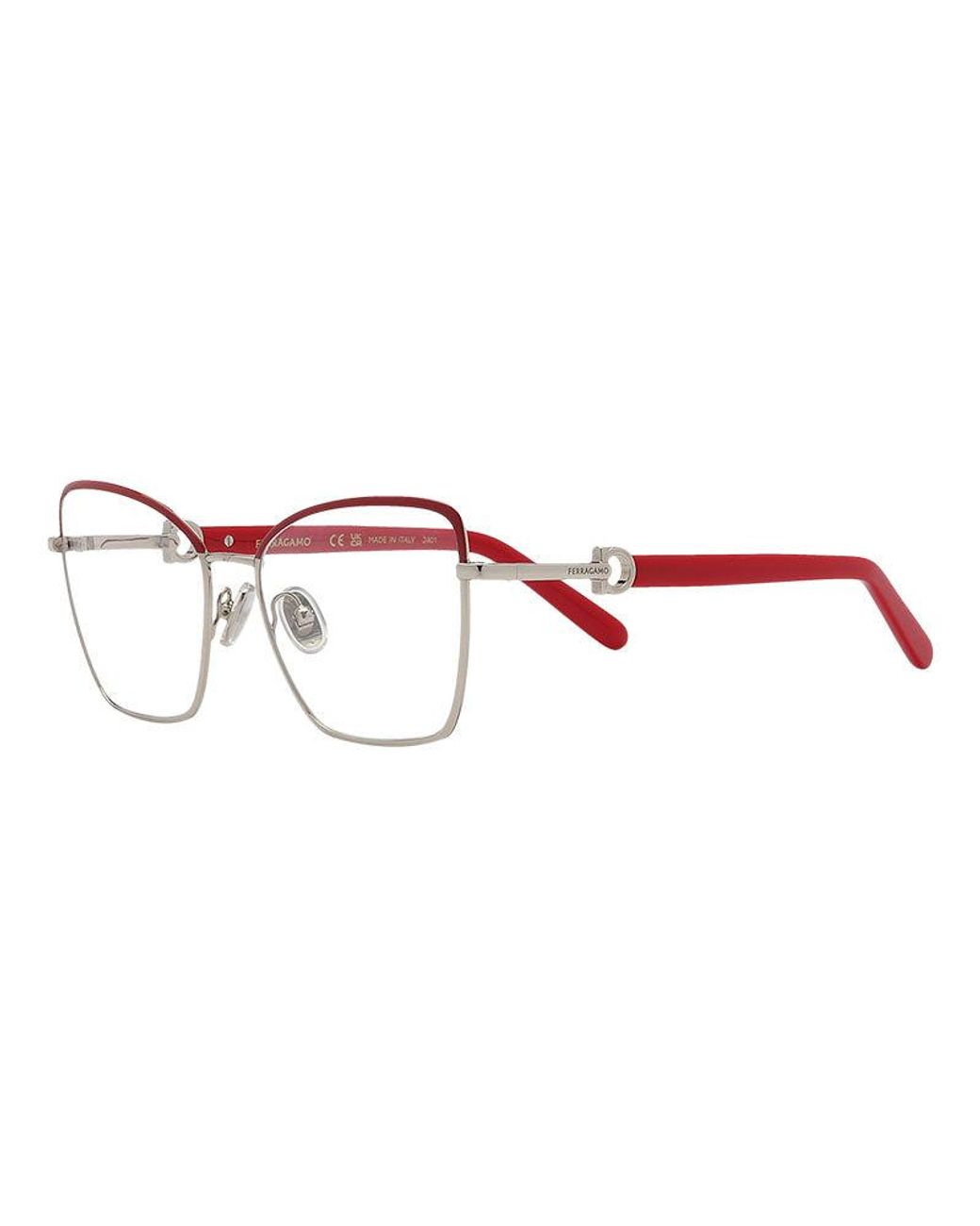 Ferragamo Red Eyeglasses Butterfly Full Rim, /Burgundy Frame And Clear Demo Lens Lens Sf2223N744