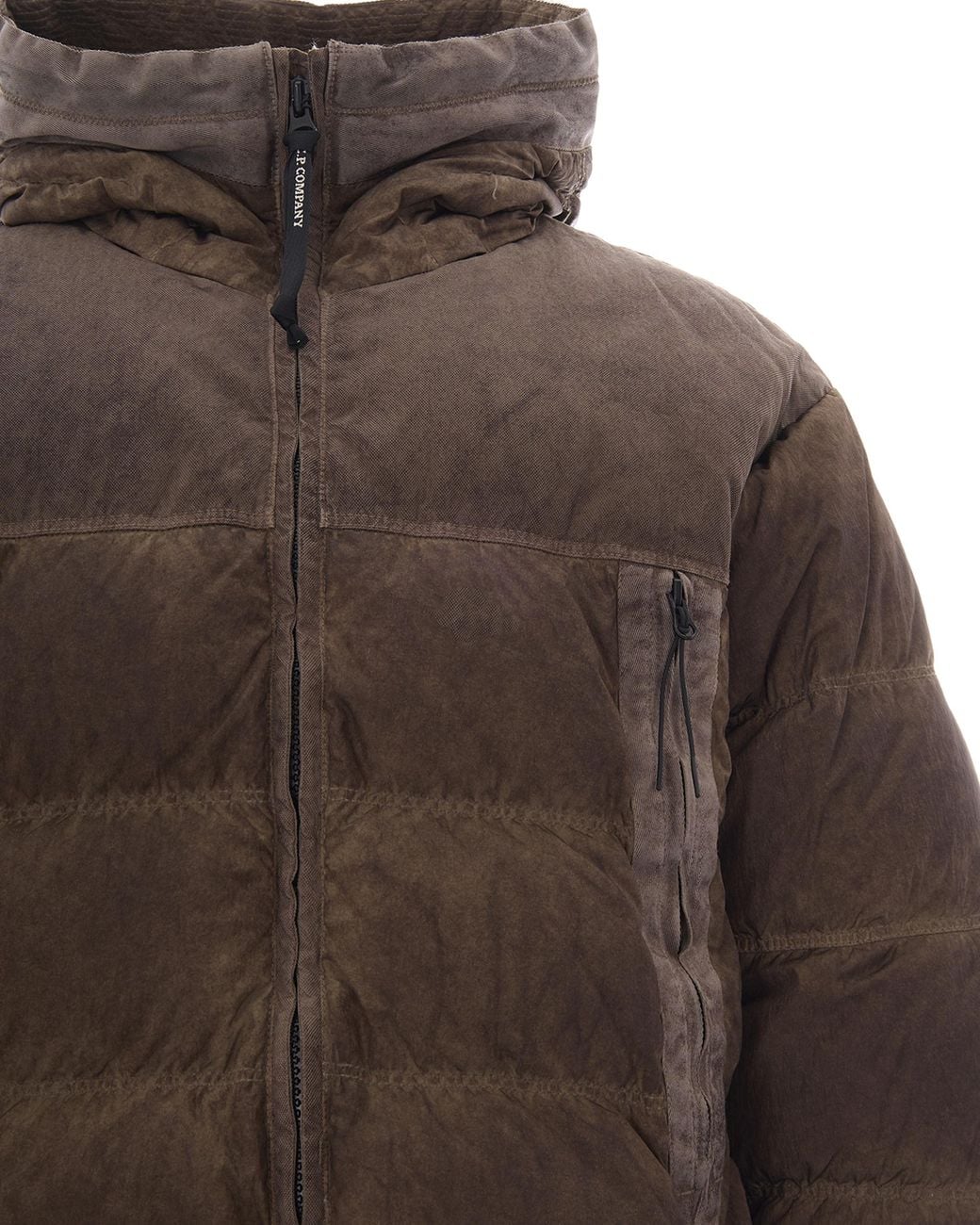 C P Company Brown Padded Goggle Jacket Eco-Chrome Mixed Polyamide & Down for men
