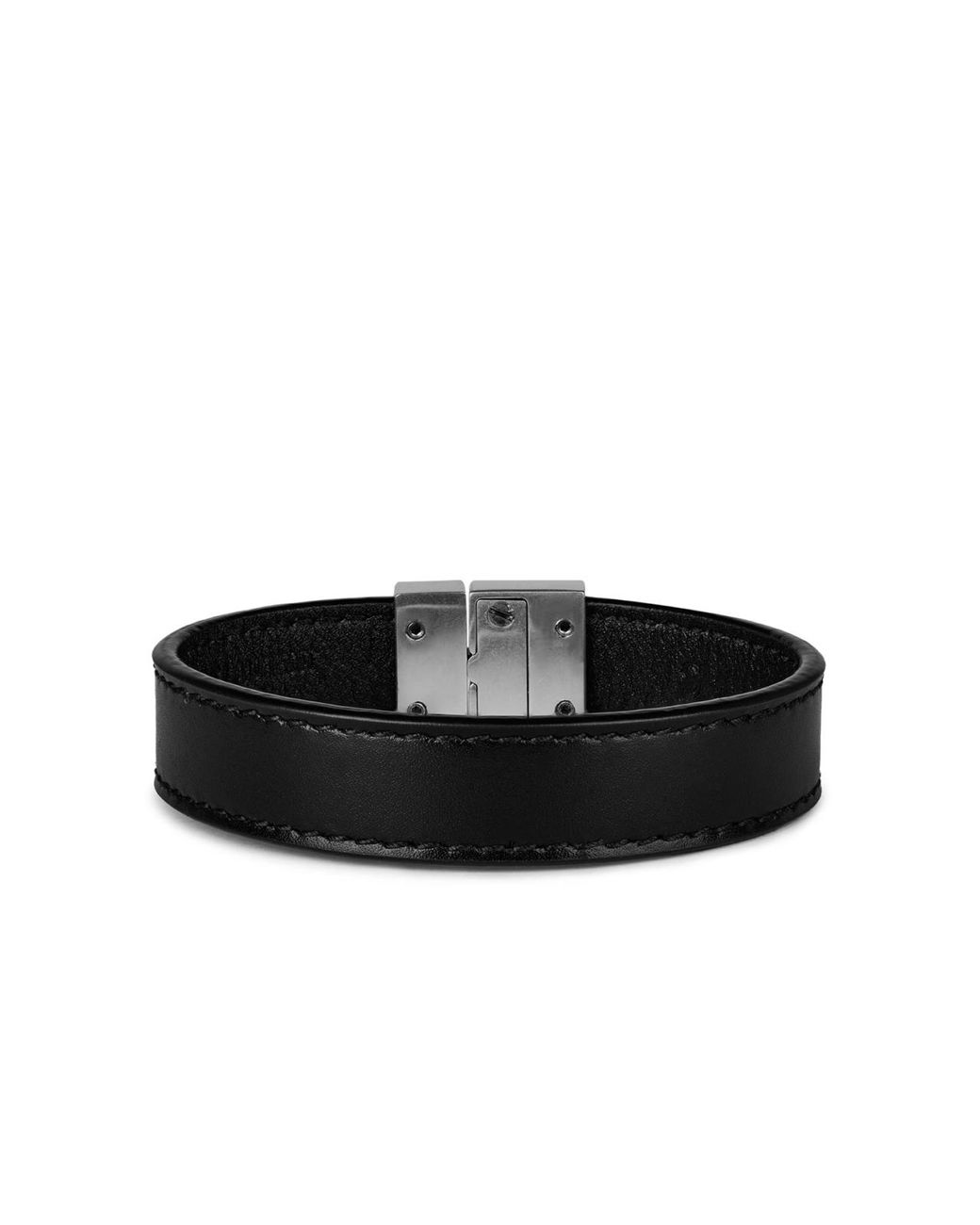 Saint Laurent Black Engraved Logo Leather Bracelet Accessories Jewelry for men