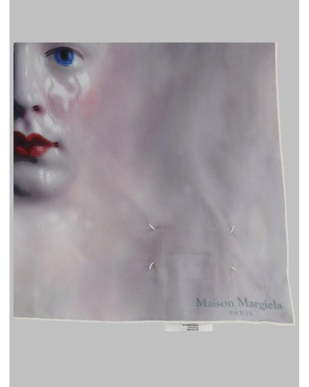 Maison Margiela Gray Printed Silk Scarf Scarfs