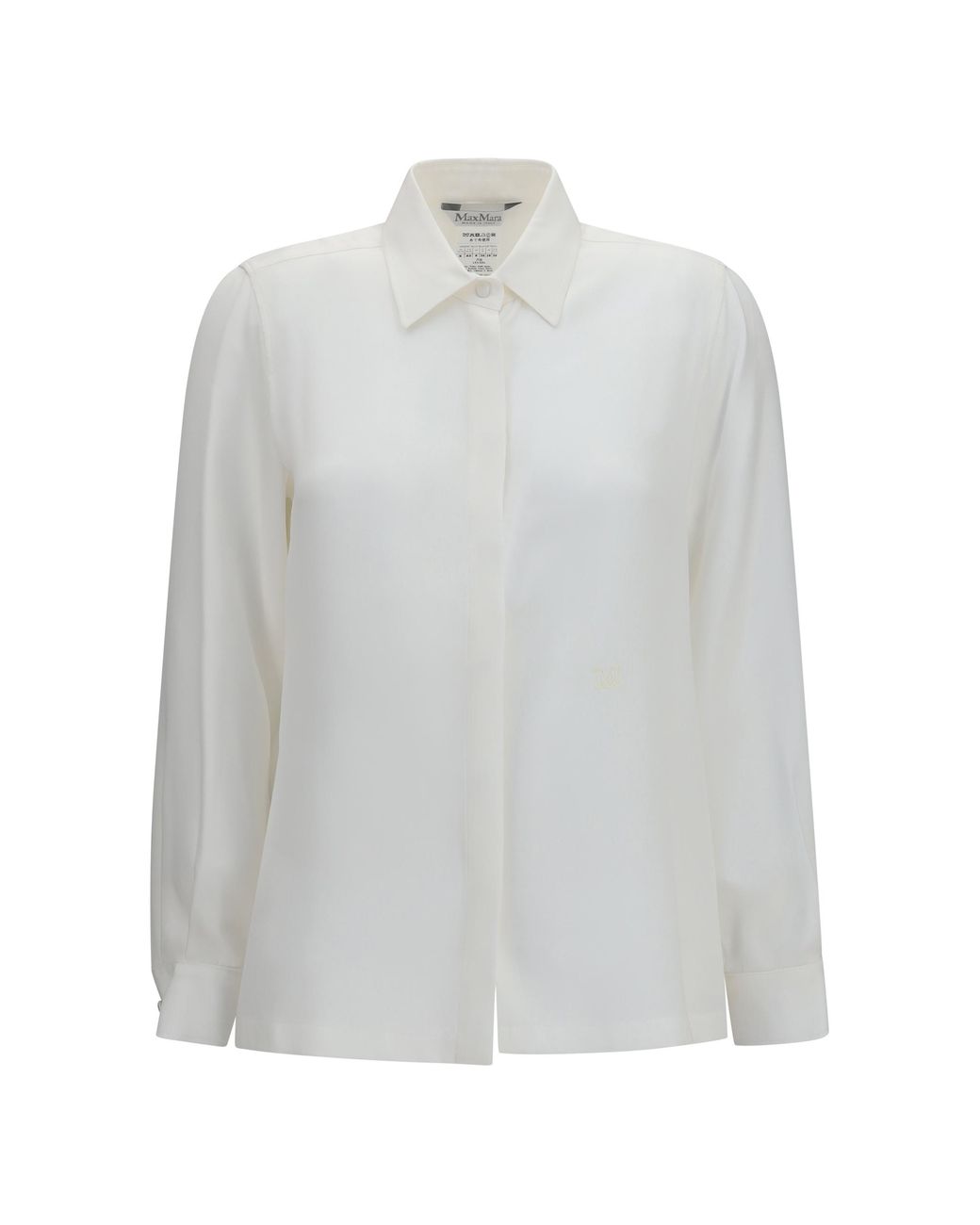 Max Mara Gray Shirt Geranio Crepe De Chine Silk