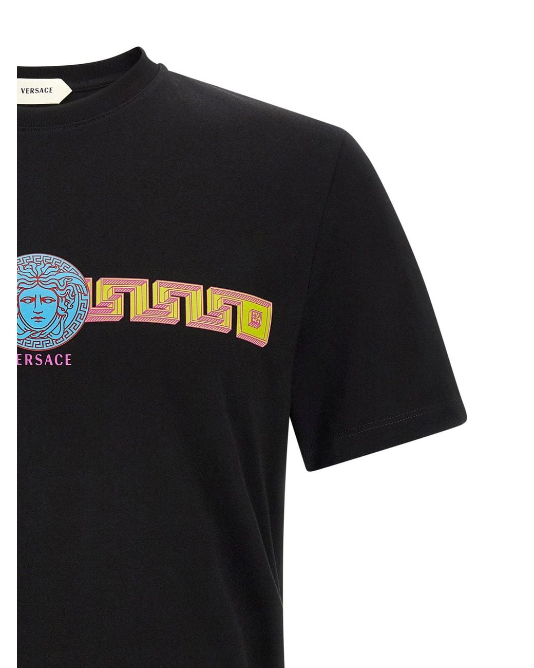 Versace Black Medusa-Print Cotton T-Shirt for men