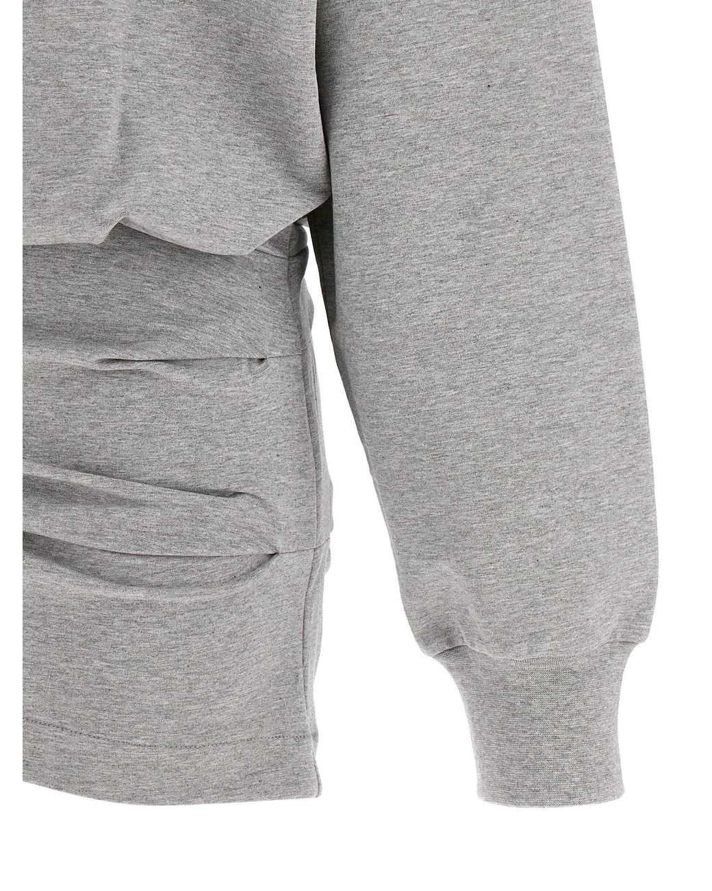 The Attico Gray Oversized Fleece Sweatshirt Dress